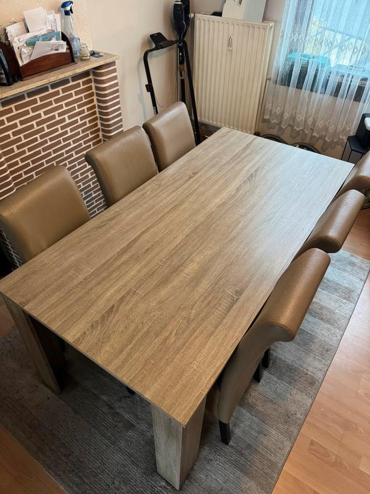 Table à manger 180x90cm + 6 Chaises, Huis en Inrichting, Complete eetkamers, Gebruikt, 4 tot 6 stoelen, Ophalen