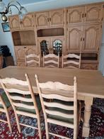 Houten salon en leder zetels, Huis en Inrichting, Ophalen, Gebruikt, 6 tot 8 stoelen