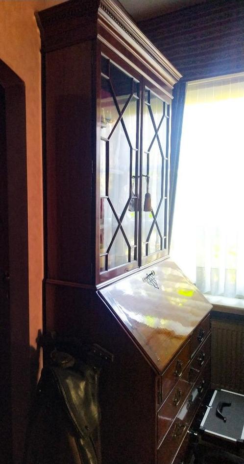 Vitrinekast/ Engelse secretaire, Huis en Inrichting, Kasten | Vitrinekasten, Gebruikt, Met lade(s), Met deur(en), Met klep(pen)