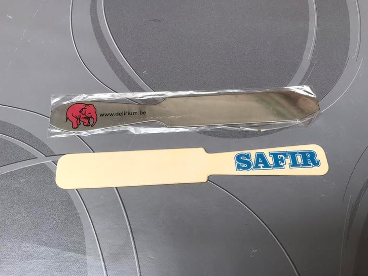 Spatules à écumer à bière et safir Delirium, 2p.pour 8€, Collections, Marques de bière, Comme neuf, Autres types, Enlèvement ou Envoi