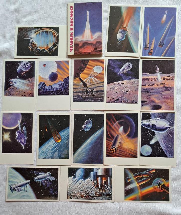 Vintage postkaarten ruimtevaart USSR 1968, Verzamelen, Postkaarten | Themakaarten, Gelopen, 1960 tot 1980, Overige thema's, Ophalen of Verzenden