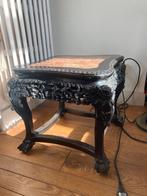 Table bout de canapé chinois bois marbre, Antiquités & Art