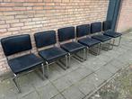 6 Lederlook Stoelen met Chome Buisframe, Enlèvement, Cuir, Noir, Cinq, Six Chaises ou plus