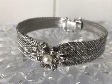 Armband Zilver geweven met Stenen en parel Gestempeld✨😍👌 beschikbaar voor biedingen