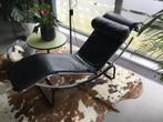 Vintage lounge lig/zitstoel in leder en chroom, Huis en Inrichting, Zetels | Zetels en Chaises Longues, Ophalen