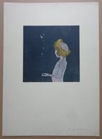 WALTER BREMS / PORTRET KIND / KLEURLITHO / 69x50cm / SIG, Antiek en Kunst, Ophalen of Verzenden