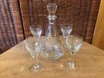 Prachtige Port Set , Karaf met 4 Antiek Kristallen Glazen., Antiek en Kunst, Antiek | Glaswerk en Kristal, Ophalen of Verzenden