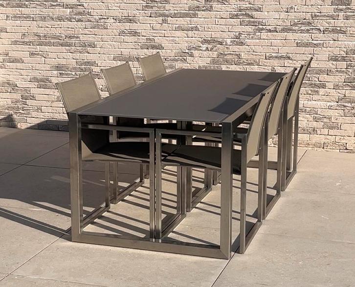 Tuinset Royal Botania, Tuin en Terras, Tuinsets en Loungesets, Zo goed als nieuw, Tuinset, 6 zitplaatsen, Eettafel, Stoel, Ophalen