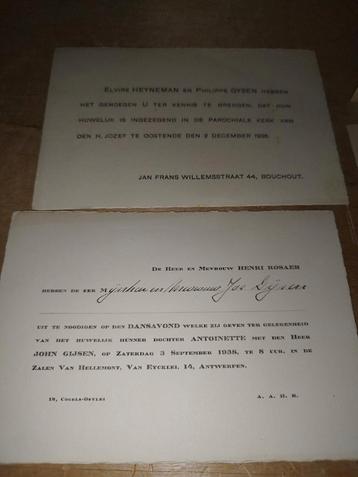 Oude uitnodigingen jaren 1930-40