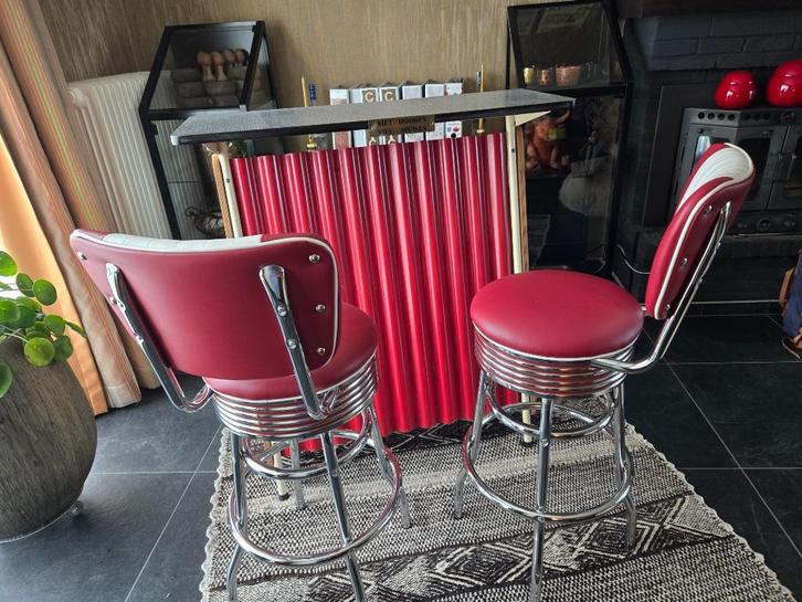 Eyecatcher : jaren 50 bar met 2 barkrukken, Antiek en Kunst, Antiek | Meubels | Stoelen en Sofa's, Ophalen