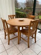 Grenenhouten tafel en 4 bijhorende stoelen, Huis en Inrichting, Ophalen, Gebruikt