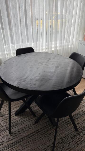 Ronde Eettafel van mangohout en metaal beschikbaar voor biedingen