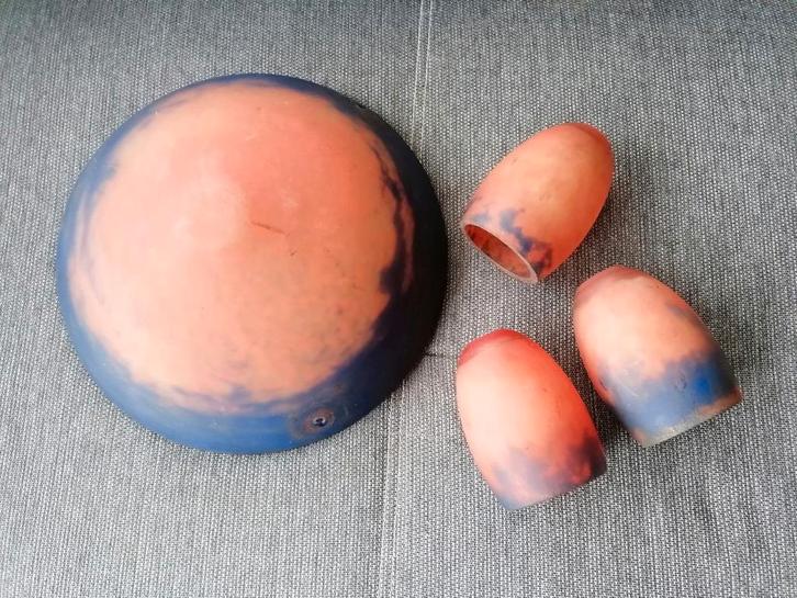 Vasque + 3 tulipes Art Déco signées GV de Croismare, Antiek en Kunst, Antiek | Verlichting, Ophalen