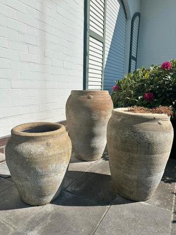 Set van 3 zware bloempotten, Rond, Enlèvement, Utilisé, Jardin