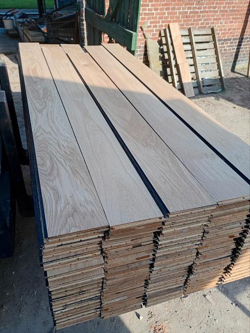 38m2 Massieve eiken planken, Doe-het-zelf en Bouw, Hout en Planken, Zo goed als nieuw, Eiken, Ophalen