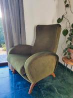 Vintage ligzetel fauteuil donker groen, Huis en Inrichting, Gebruikt, Ophalen