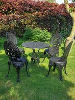Ensemble de jardin -table + 4 chaises en fonte - Bel état, Chaise, Autres matériaux, Enlèvement, Utilisé