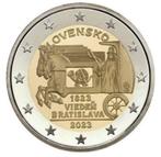 2 euros Slovaquie 2023 Courrier à Chevaux Vienne-Bratislava, Timbres & Monnaies, Monnaies | Europe | Monnaies euro, 2 euros, Slovaquie