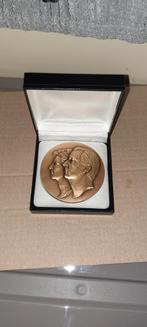 Bronzen medaille koning Albert en Paola, Ophalen of Verzenden