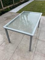 Tuintafel terrastafel 152x90x74,5cm glas + metalen poten, Tuin en Terras, Tuintafels, Ophalen of Verzenden, Gebruikt