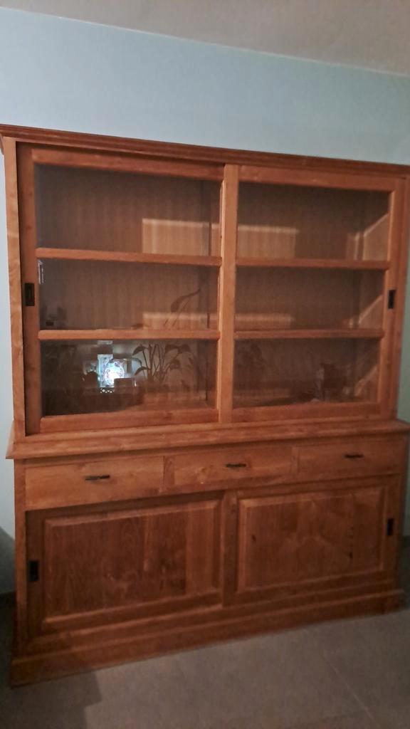 Teak vitrinekast/barkast, tv meubel en salontafel, Huis en Inrichting, Kasten |Televisiemeubels, Zo goed als nieuw, Ophalen