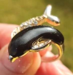 Oude dolfijn vintage ring., Handtassen en Accessoires, Ringen, Zo goed als nieuw, Verzenden