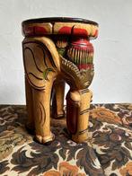 Tabouret éléphant bois asie peint à la main, Enlèvement, Comme neuf, Bois