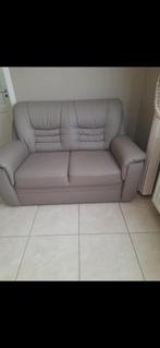 Zetel , leer taupe, Huis en Inrichting, Zetels | Zetels, Ophalen, Zo goed als nieuw, Leer