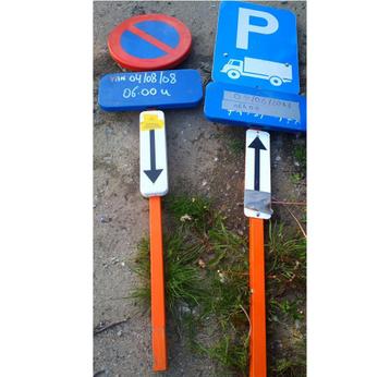 Parkeerborden E1 E9c Blokken voeten voor werfhekken afsluiti beschikbaar voor biedingen