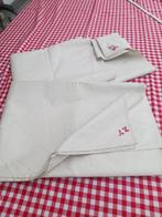 Antieke linnen doek stof met monogram A.H.﻿, Hobby en Vrije tijd, Stoffen en Lappen, Ophalen, 120 cm of meer, Beige, 200 cm of meer