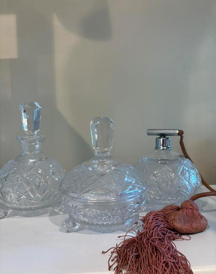 Art deco kristal toiletsset, Antiek en Kunst, Antiek | Glaswerk en Kristal, Ophalen of Verzenden