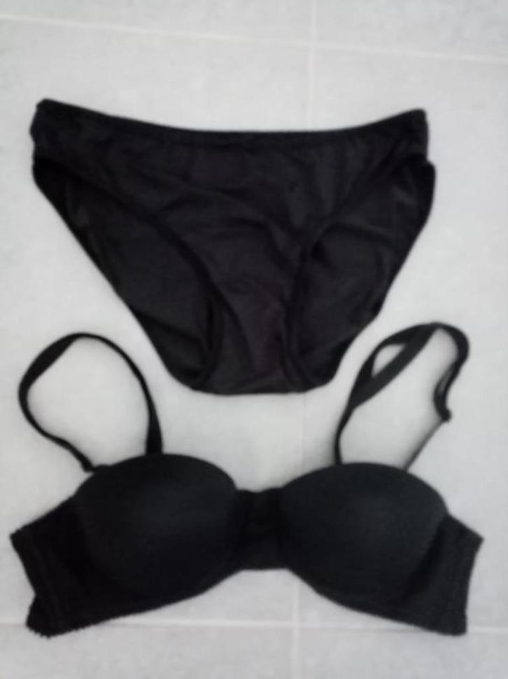 Dim zwart setje push-up BH 80B antislip strapless + slip, Kleding | Dames, Ondergoed en Lingerie, Setje, Zwart, Ophalen of Verzenden