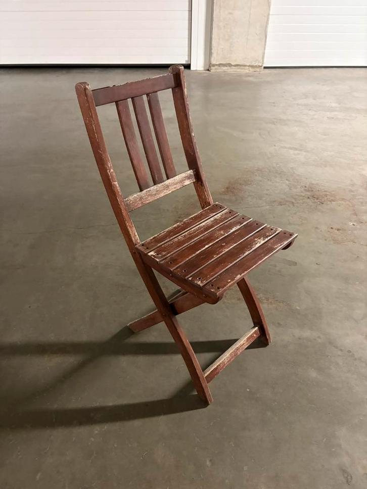 6 houten tuinstoelen (2 formaten), Tuin en Terras, Tuinstoelen, Gebruikt, Hout, Inklapbaar, Ophalen
