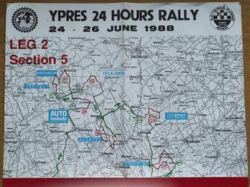 Poster 24 uren Rally Ieper 1988  kaart LEG 2 -> zie foto's. beschikbaar voor biedingen