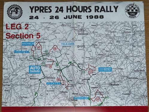 Poster 24 uren Rally Ieper 1988  kaart LEG 2 -> zie foto's., Verzamelen, Posters, Zo goed als nieuw, Sport, A1 t/m A3, Rechthoekig Liggend