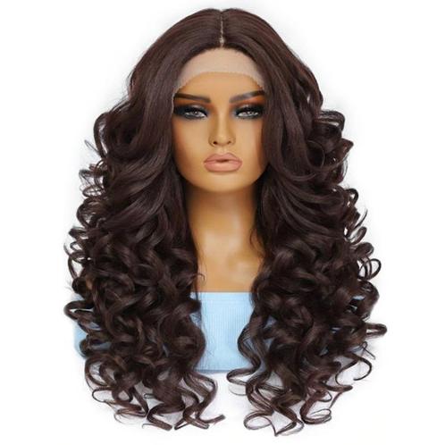 Luxe lace front pruik lang krullend haar kleur 33, Handtassen en Accessoires, Uiterlijk | Haarverzorging, Nieuw, Pruik of Haarverlenging