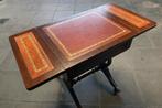 Mahoniehouten koffie tafeltje met leer bekleing, Ophalen