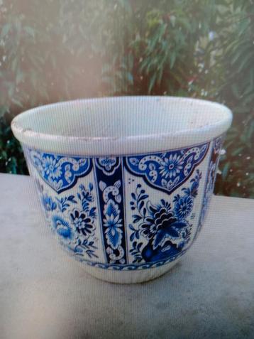 Bloempot By Boch Delft's blauw - hoogte 20 - dia 24cm, Tuin en Terras, Bloempotten, Ophalen, Gebruikt, Rond, Tuin