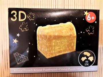 Puzzle 3D coffre argenté à paillettes - 46 pièces, Enlèvement, Moins de 500 pièces, Utilisé, Rubik's Cube ou Puzzle 3D