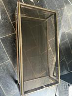 Table basse en verre (laiton) et métal rectangulaire, Comme neuf, Métal, 100 à 150 cm, Rectangulaire
