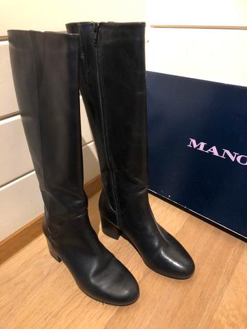 Zwarte lederen hoge laarzen - MANO - 38 m beschikbaar voor biedingen