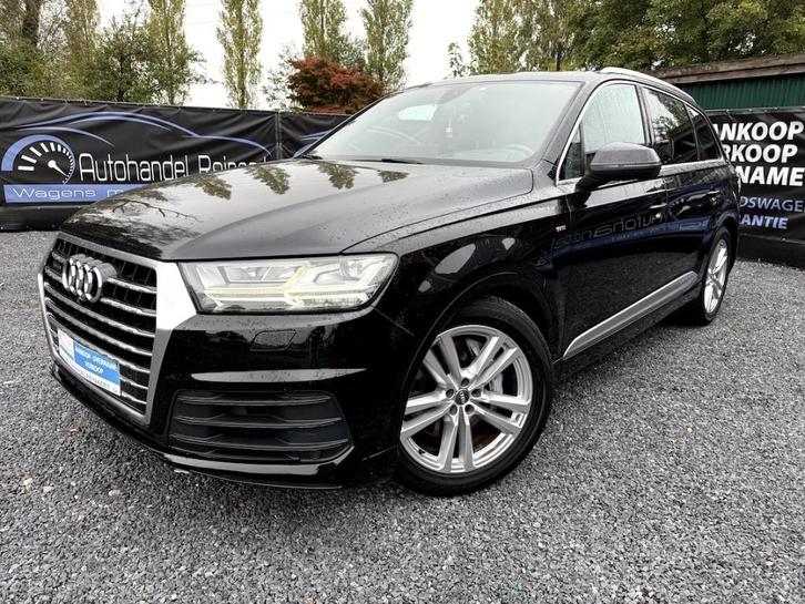 Audi Q7, 3.0TDi, 2016, 209.000km, Full option, S-Line + Keu, Auto's, Audi, Bedrijf, ABS, Diesel, Zwart, Zwart, Onderhoudsboekje