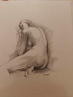 Potlood schets van vrouw door Jan de Buck, Antiek en Kunst, Ophalen of Verzenden