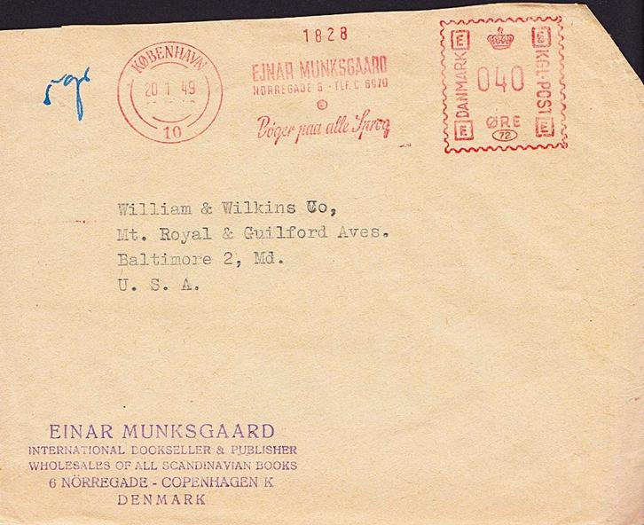 1949 - DENEMARKEN - Cover Einar MUNKSGAARD + KØBENHAVN, Postzegels en Munten, Postzegels | Europa | Scandinavië, Gestempeld, Denemarken