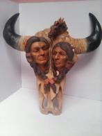 Indiaan figuur op skelet van een bizon hoofd, Antiquités & Art, Enlèvement ou Envoi
