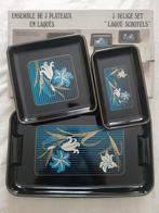 Vintage set van 3 gelakte dienbladen, Ophalen of Verzenden, Nieuw, Rechthoekig, Kunststof
