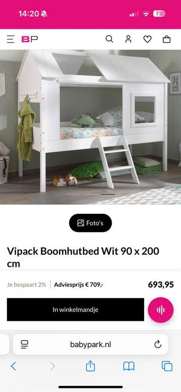 Boomhutbed in grijstinten 90x200 beschikbaar voor biedingen