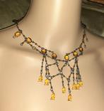 Halsketting vintage art deco met amber, Handtassen en Accessoires, Kettingen, Overige materialen, Verzenden, Nieuw, Verstelbaar