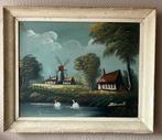 Landschap zwanen en boerderij, Ophalen of Verzenden