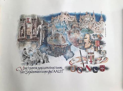 Van harte aangeboden door het stadsbestuur van Aalst,1987., Antiek en Kunst, Kunst | Tekeningen en Fotografie, Ophalen of Verzenden